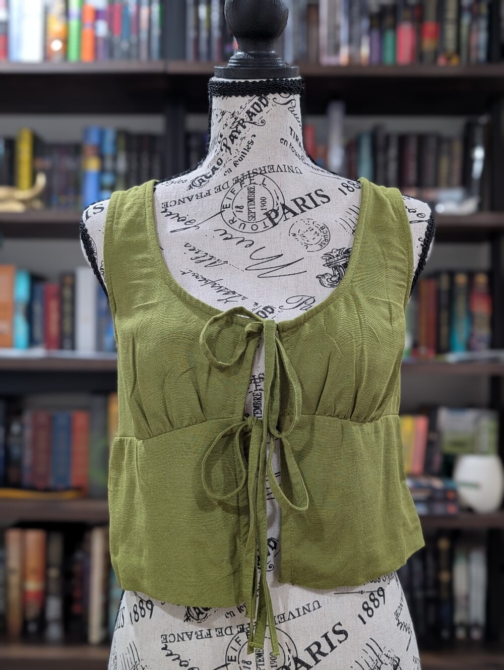 Midnight Sky Green Tie-Front Crop Tank